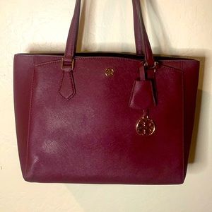Tory Burch EUC Burgundy Robinson Small Leather Tote